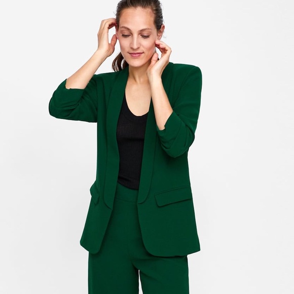 Zara green blazer Clearance